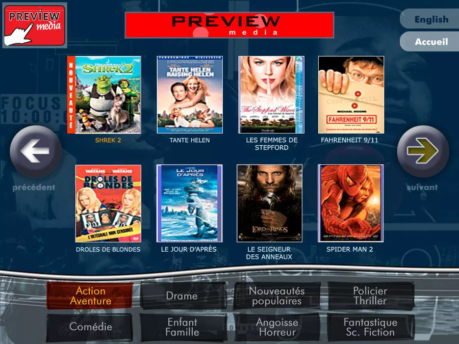 Projet écran tactile PREVIEW MEDIA